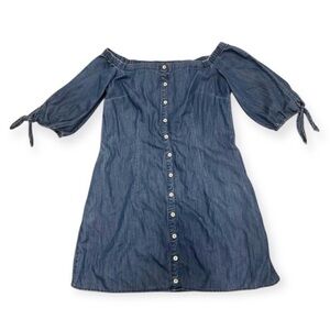 🦋BEBE Blue Denim Off the Shoulder Dress - Size Medium